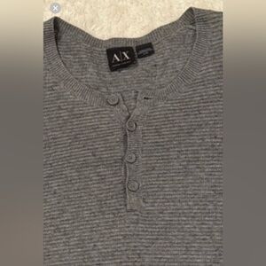Armani Exchange Charcoal Knit Henley Sweater